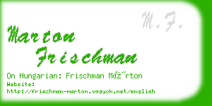 marton frischman business card